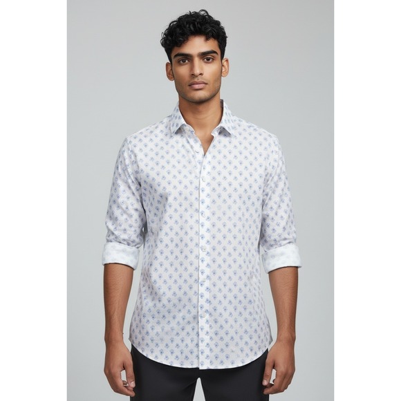 Tommy Hilfiger Other - Tommy Hilfiger Mens TH Flex Slim Fit Supima Cotton Blue Floral Dress Shirt 16 L